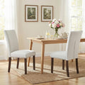 Furniliving Upholstered Dining Chairs Set of 2 - Line Fabric Modern Farmhouse Kitchen Chairs, High-Back Dining Room Chairs with Wooden Legs for Kitchen Dining Room Living Room.White