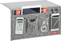 Linen 6 Pockets Bedside Caddy, Bedside Storage Organizer for Magazine, Remotes, Phone (Grey)
