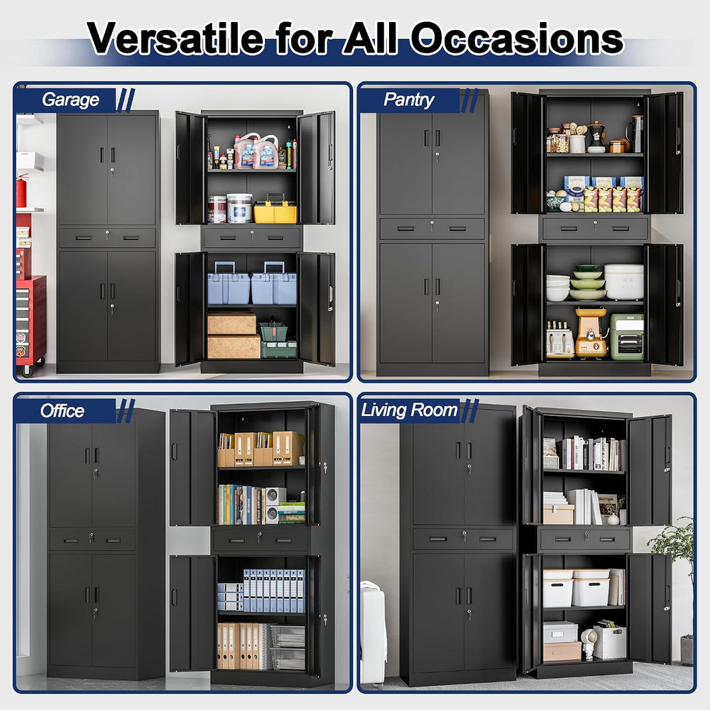 BESFUR Metal Storage Cabinet with a Drawer 4 Doors and 2 Adjustable Shelves G...