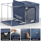 Sorbus Storage Bins with Divided Interior - Large Stackable & Foldable Organizer Containers with Metal Frame, Oxford Fabric, Large Window & Carry Handles - Organization for Bedroom, Linens & Clothes
