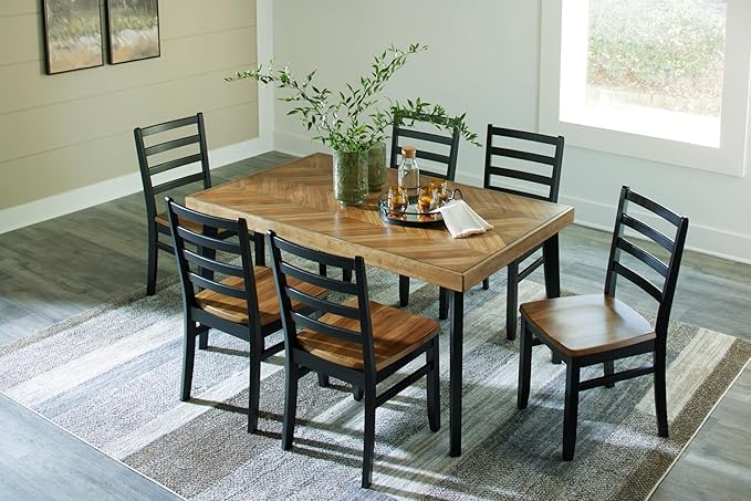 Signature Design by Ashley Blondon Rectangular Dining Room Table Set with 6 C...