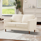 Kingfun 56" Chenille Sofa, Loveseat Couch, Mid Century Modern Love Seat Couches with Solid Wood Frame for Living Room & Bedroom, Beige