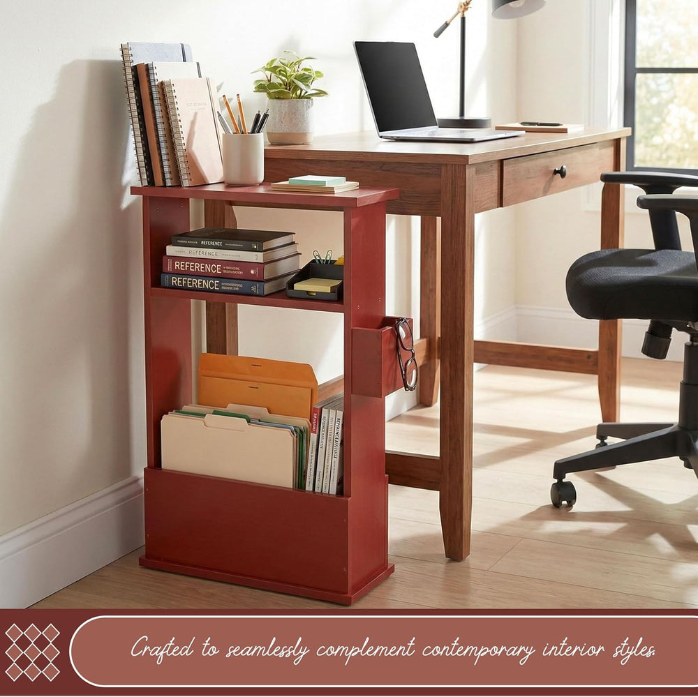 Kings Brand Furniture Narrow Side Table with Storage Shelf, Slim End Table wi...