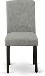 East West Furniture X697AB106-6 6 Piece Dinette Set Contains a Rectangle Dining Table with X-Legs and 4 Shitake Linen Fabric Parson Chairs with a Bench, 40x72 Inch, Multi-Color
