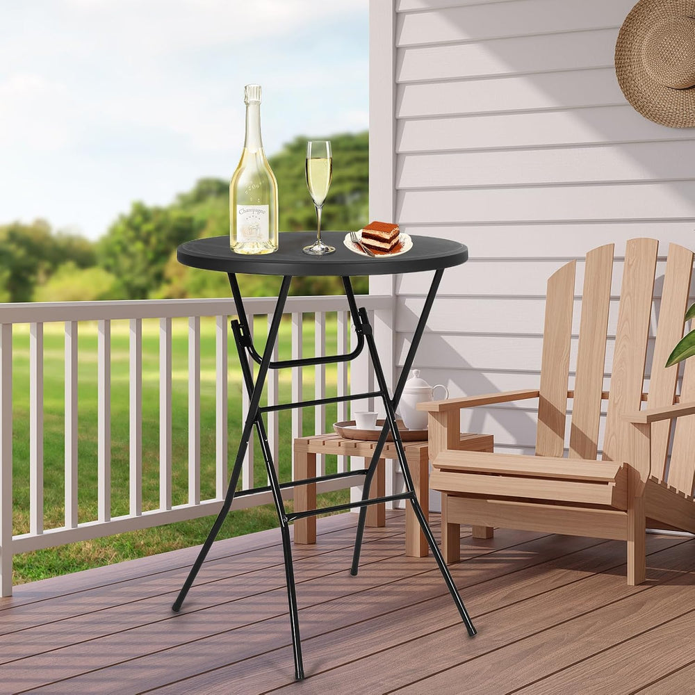 Nice C Plastic High Top Cocktail Table, 31.5" Foldable Bar Table (2P Bla...