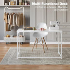 WOHOMO Folding Desk, 47.2" Foldable Computer Desk for Bedroom, Space Saving Computer Table Writing Workstation for Home Office, Easy Assembly, White