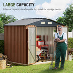 8x6 Ft Outdoor Metal Shed, Storage Garden Shed with Lockable Doors & Vent, Multi-Used Shed for Backyard, Patio, Lawn and Tool & Bicycle Storage