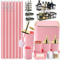 28PC Bathroom Set - Gorgeous Pink Bathroom Set, Bathroom Accessory Set, Pink Shower Curtain Set with 5PC Shower Caddy