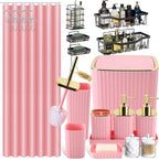28PC Bathroom Set - Gorgeous Pink Bathroom Set, Bathroom Accessory Set, Pink Shower Curtain Set with 5PC Shower Caddy