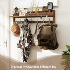 AMBIRD Coat Rack Wall Mount, 35 inch Large Wall Hooks with Shelf, Entryway Shelf with 7 Dual Coat Hooks 4 Key Hooks Mail Organizer, Wooden Coat Hanger and Key Holder Wall Mount