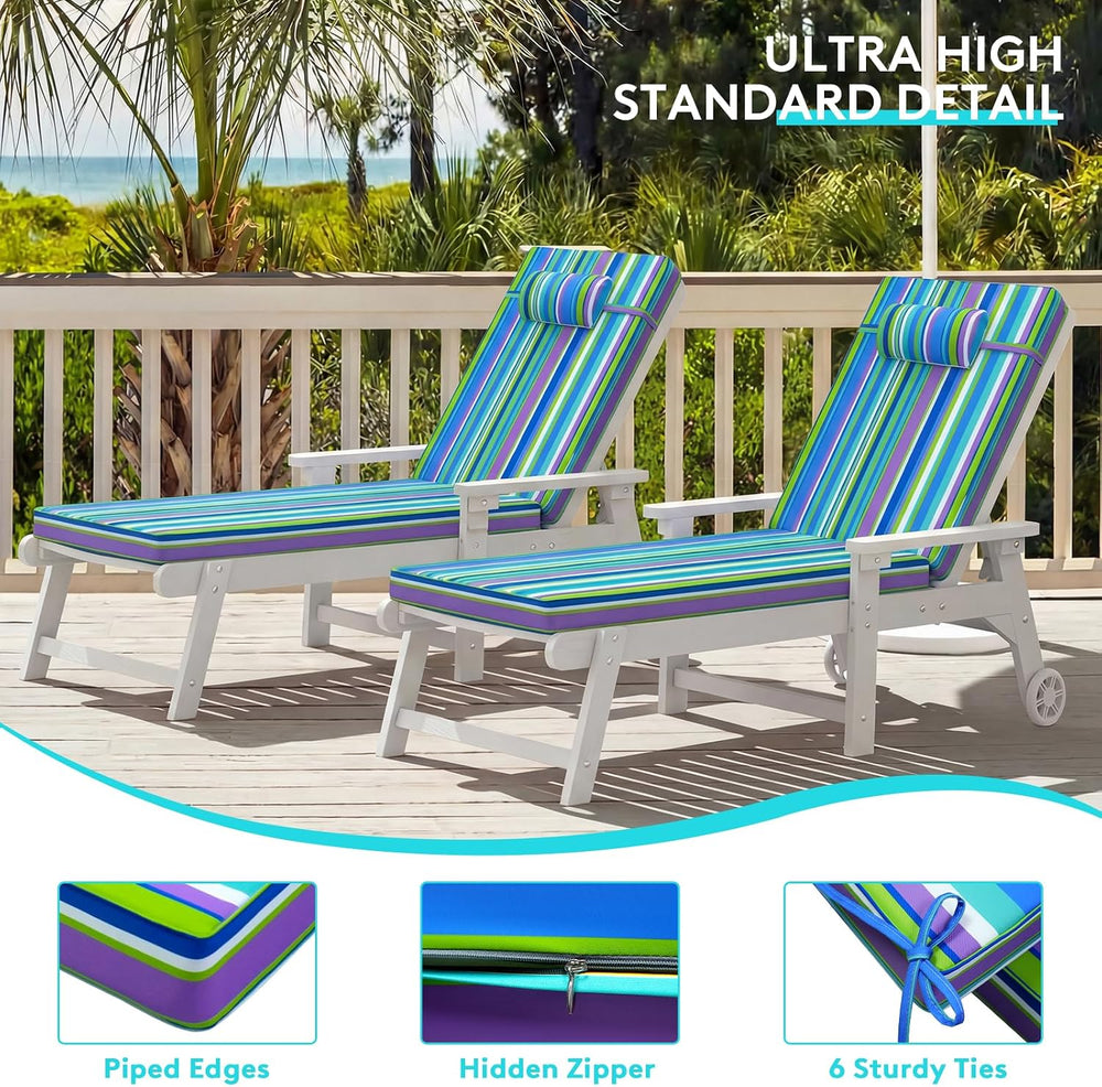 Chaise Lounge Cushion for Outdoor Furniture, Waterproof Patio Lounger Pads