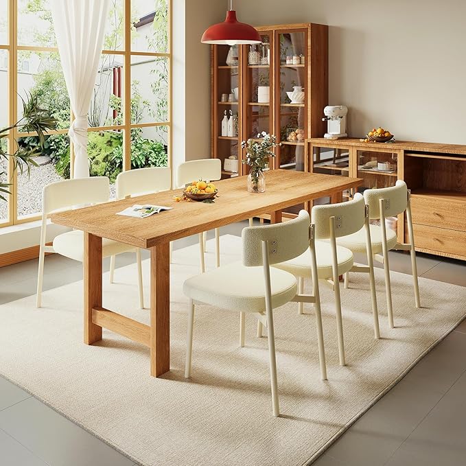 Dining Chair Set of 6 Upholstered Chairs for Kitchen Dining Room Mid Century Modern Table Chairs for Waiting Living Room, White