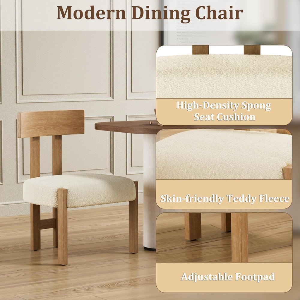 Okeysen Set of 4 Mid-Century Modern Dining Chair, Armless Round Boucle Uphols...