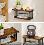 Floating Nightstand Set of 2, 2-Tier Floating Shelves Wall Mounted,Floating Bedside Table Wall Shelf,Display Wall Shelves for Bedroom,Living Room, Bathroom, Kitchen,Rustic Brown