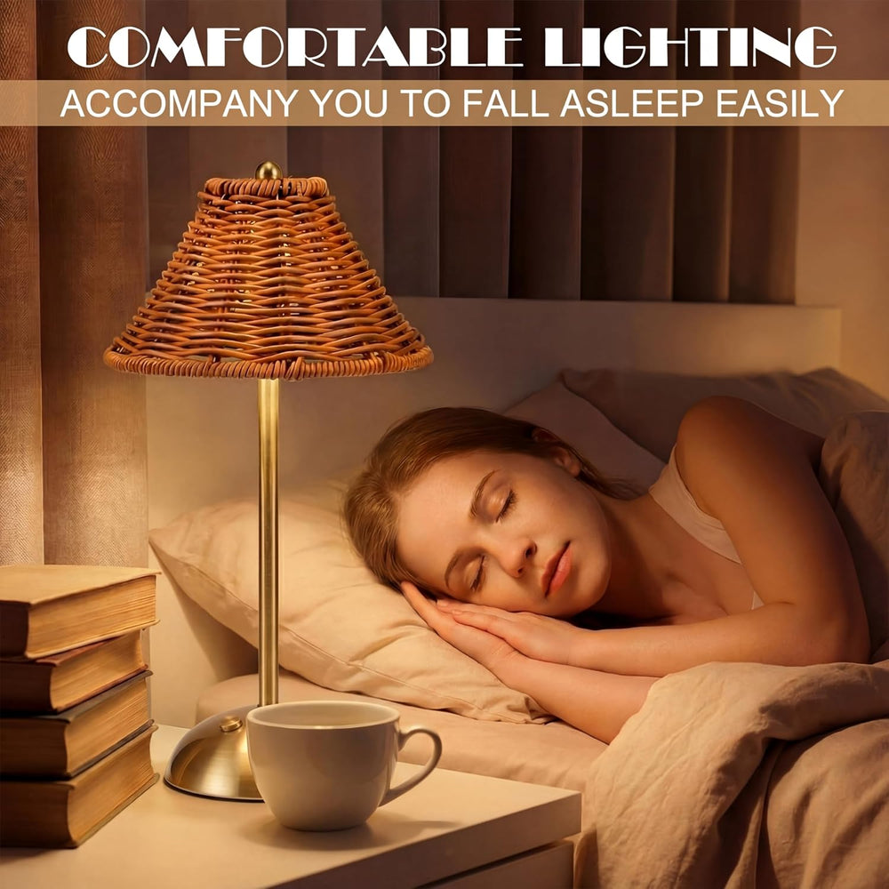 4 Pack Wedding Rattan Table Lamp, Cordless LED Rechargeable