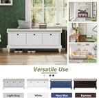 Merax Classic Storage Bench with Cushioned Seat and Three Drawers for Entryway & Living Room & Bedroom, White