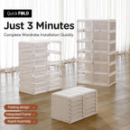 ANTBOX Foldable Shoe Rack,Shoe Organizers for Closet Plastic Shoe Storage Box Space Saving For Entryway, Large Sturdy Stackable Sneaker Cabinet Bins With Magnetic Clear Door 4 Tiers 8 Pairs