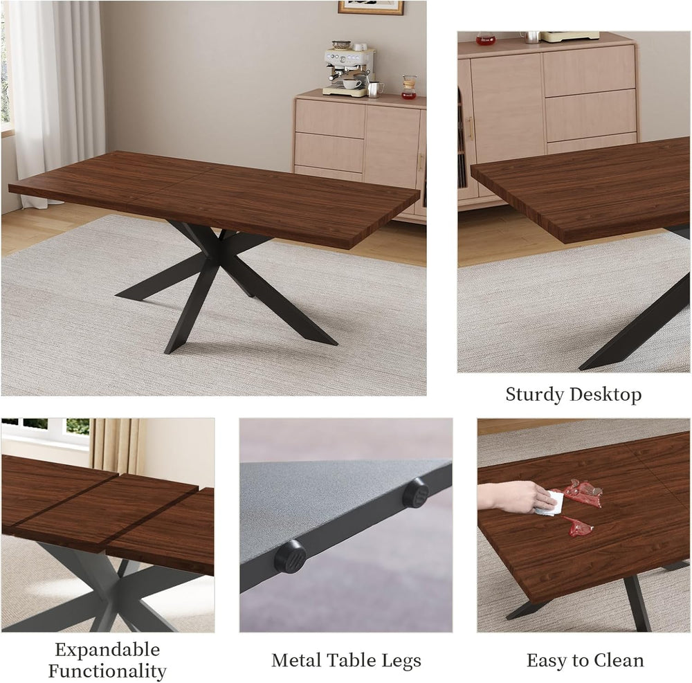 ZckyCine 7-Piece Dining Table Set with 51"-67" Extendable Walnut Wo...