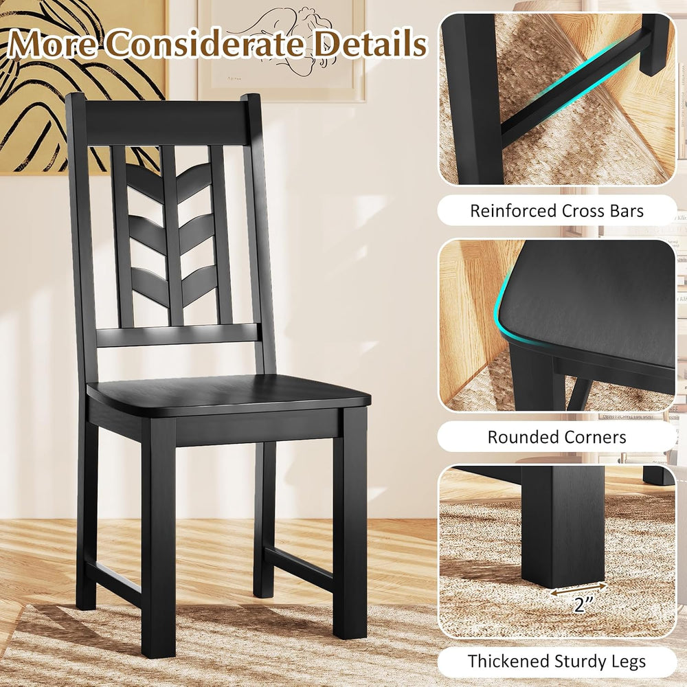 GOFLAME Wood Dining Chairs Set of 4, Modern Kitchen Side Chairs with Solid Ru...