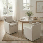 Upholstered Dining Chairs Set of 4, Modern Dining Room Chairs with Casters & Washable Cover, Rolling Accent Chair with Hidden Storage for Kitchen, Farmhouse, Living Room, Flax Beige, 4 Box