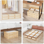 Bamboo Under Bed Storage with Wheels,Rolling Underbed Shoe Organizer Box for Shoes,Blankets,Toys,Clothes Container Space-Saving Bins for Bedroom,Closet,Dorm,Nursery