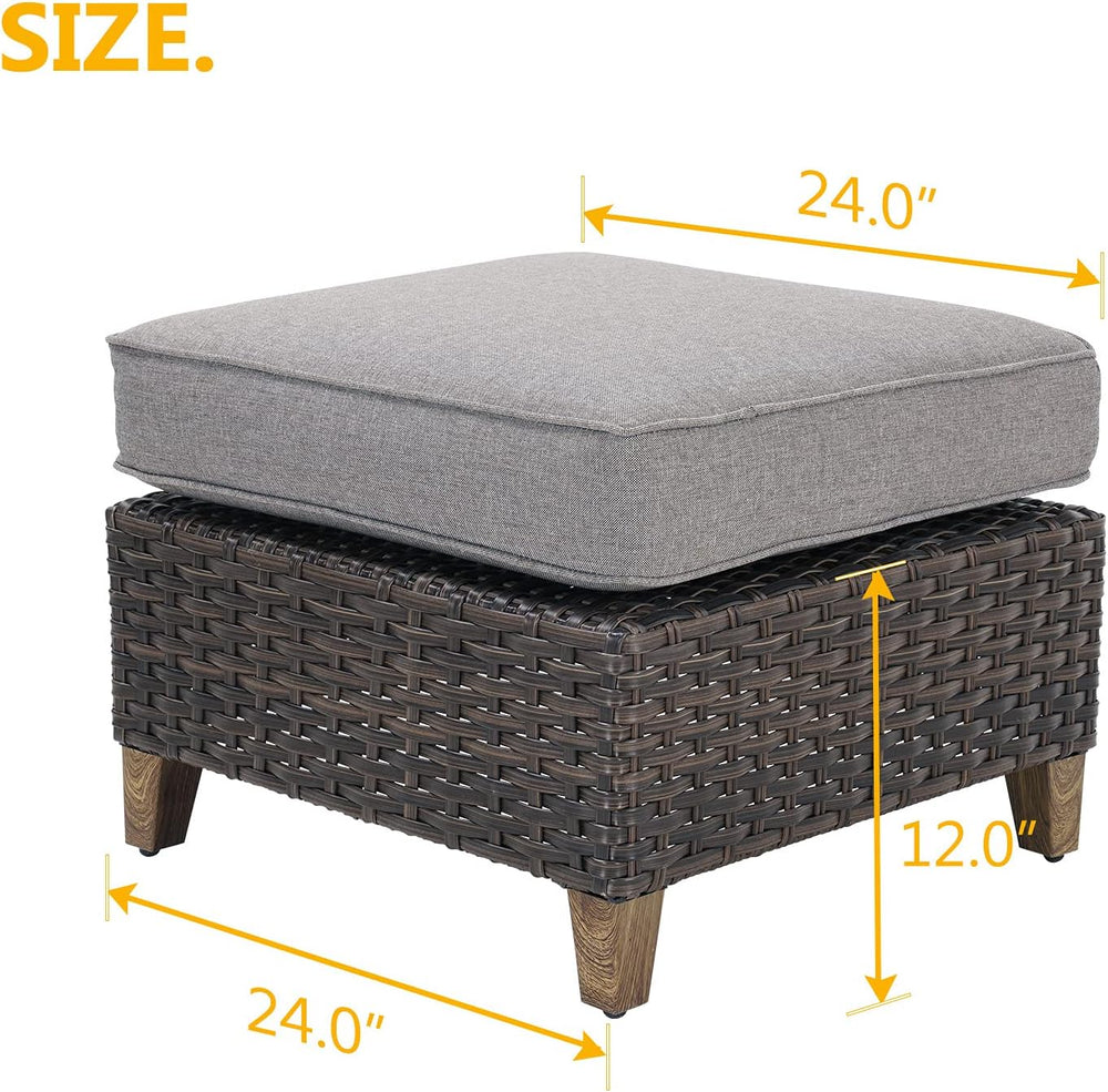 Grand patio Outdoor Patio Ottoman Footstool Rest with Premium Fabric Soft Rem...