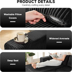97" Modular Sectional Sofa, L-Shaped Boneless Couch with Deep Seat, Cozy Cloud Couch Sectional with Convertible Ottoman, Modern Sectional Couches for Living Room（ Black）