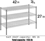 18" Deep x 42" Wide x 27" Height Wire Shelving Kit | 3-Tier | NSF Commercial Storage Rack Unit