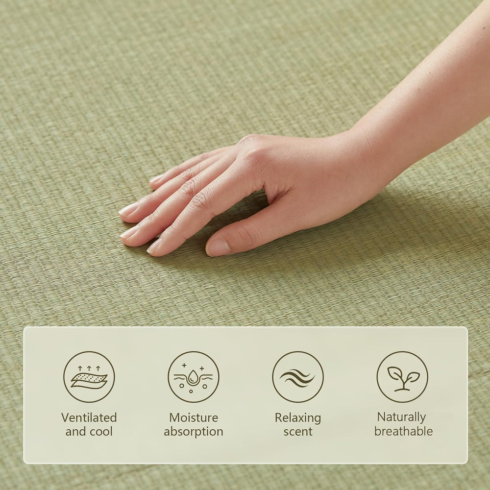 HAGiHARA Japanese Tatami Mat, Folding Rush Grass Floor Mattress | Extra Long ...