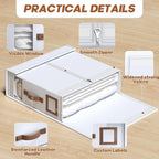 6 Pack Bed Sheet Organizers And Storage(Cal King Size) With Leather Handles,Foldable Linen Closet Organizer With Clear Window,Bedding Storage Box For Blanket,Sheets,Duvet Cover-White