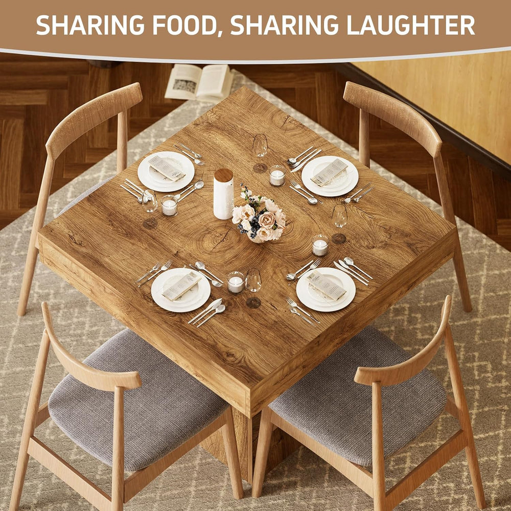 Square Dining Table, 31.5-inch Dinner Table for 2-4 People, Kitchen Table wit...