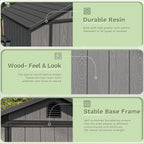 Patiowell 4 x 4 FT Plastic Outdoor Storage Shed with Floor, Garden Tool Shed with Two Windows and Single Lockable Door for Garden, Backyard, Lawn, Easy to Install, Dark Grey(Fit-it Shed)