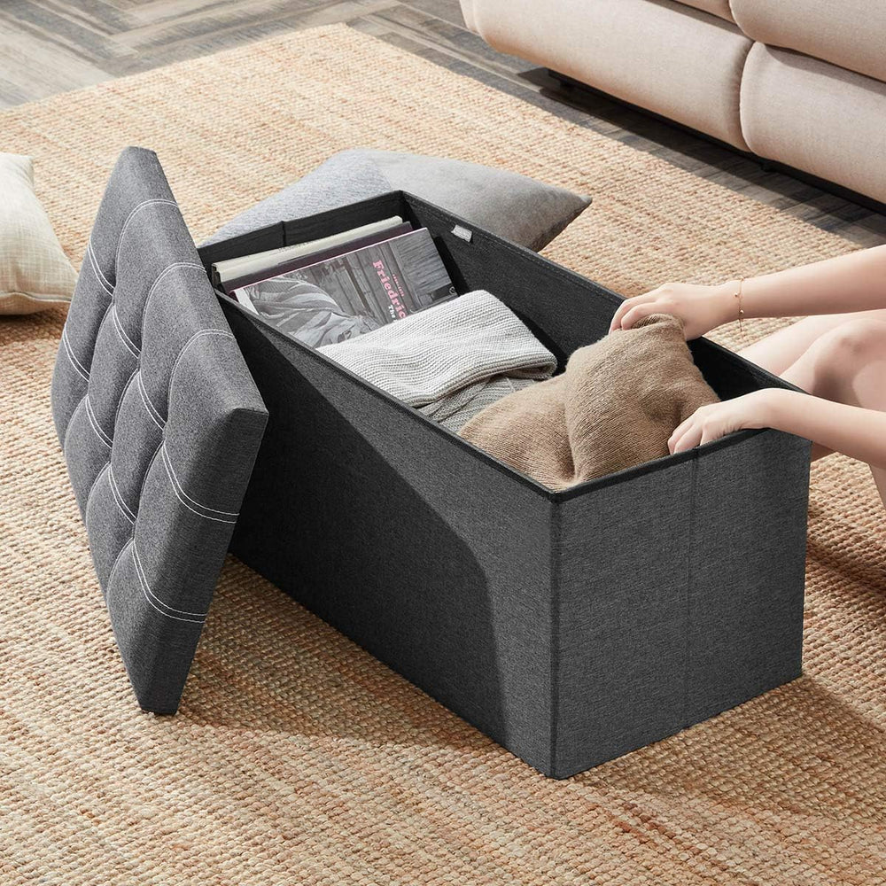 YOUDENOVA Ottoman with Storage, 30" Storage Ottoman Bench, Linen Gray | ...