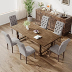 Upholstered Tufted Dining Room Chairs Set of 2, Parsons Kitchen Chairs with Padded Seat and Solid Wood Legs, Fabric Accent Side Diner Chair for Dining Room/Kitchen/Living Room, Light Grey