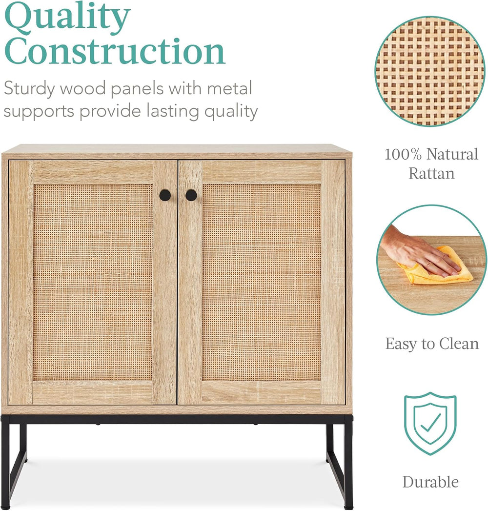 Best Choice Products 2-Door Rattan Storage Cabinet, Accent Furniture, Multifu...