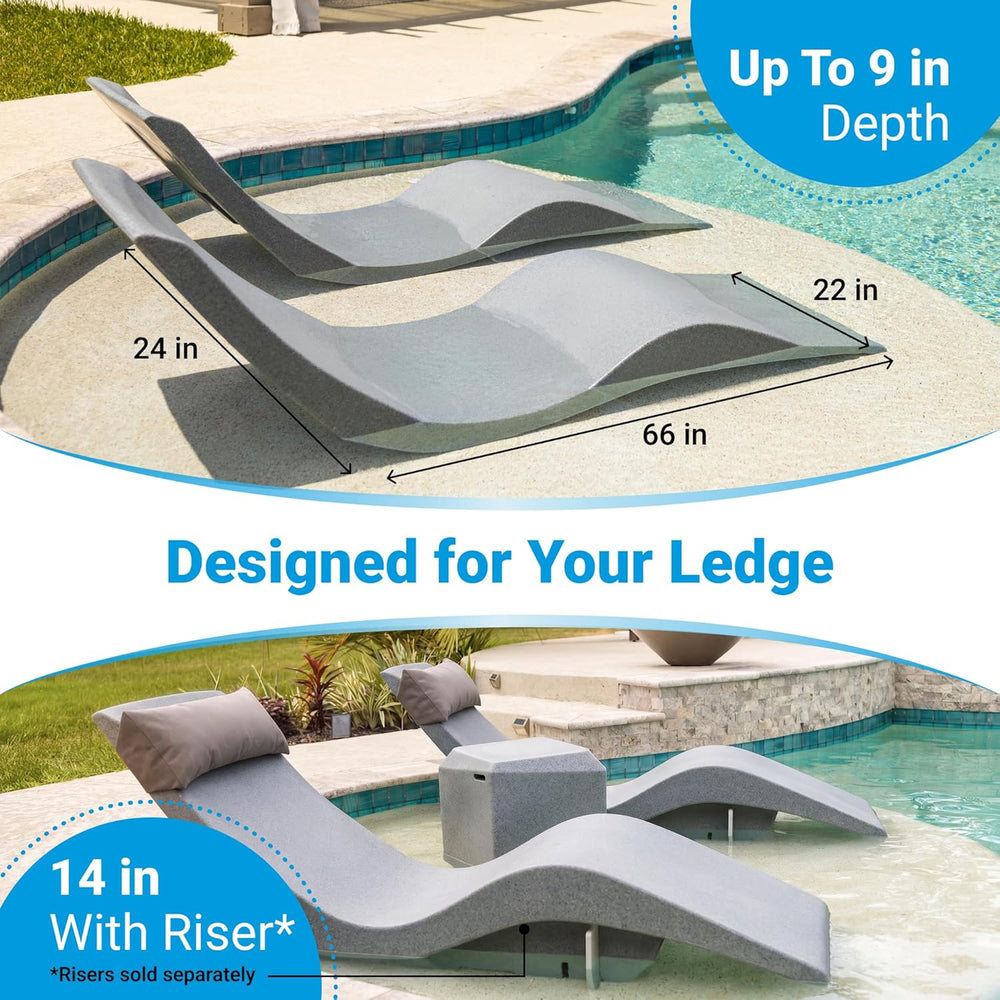 Aqua Outdoors Luxury in-Pool Chaise Lounge Chairs, 2-Pack for Tanning Ledge &...