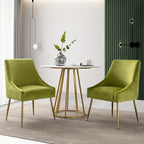 Modern Velvet Dining Chairs Set of 6, Contemporary Upholstered Furniture Collection with Polished Gold Metal Legs, Elegant Accent Chairs for Kitchen Living Room(Yellow Green)