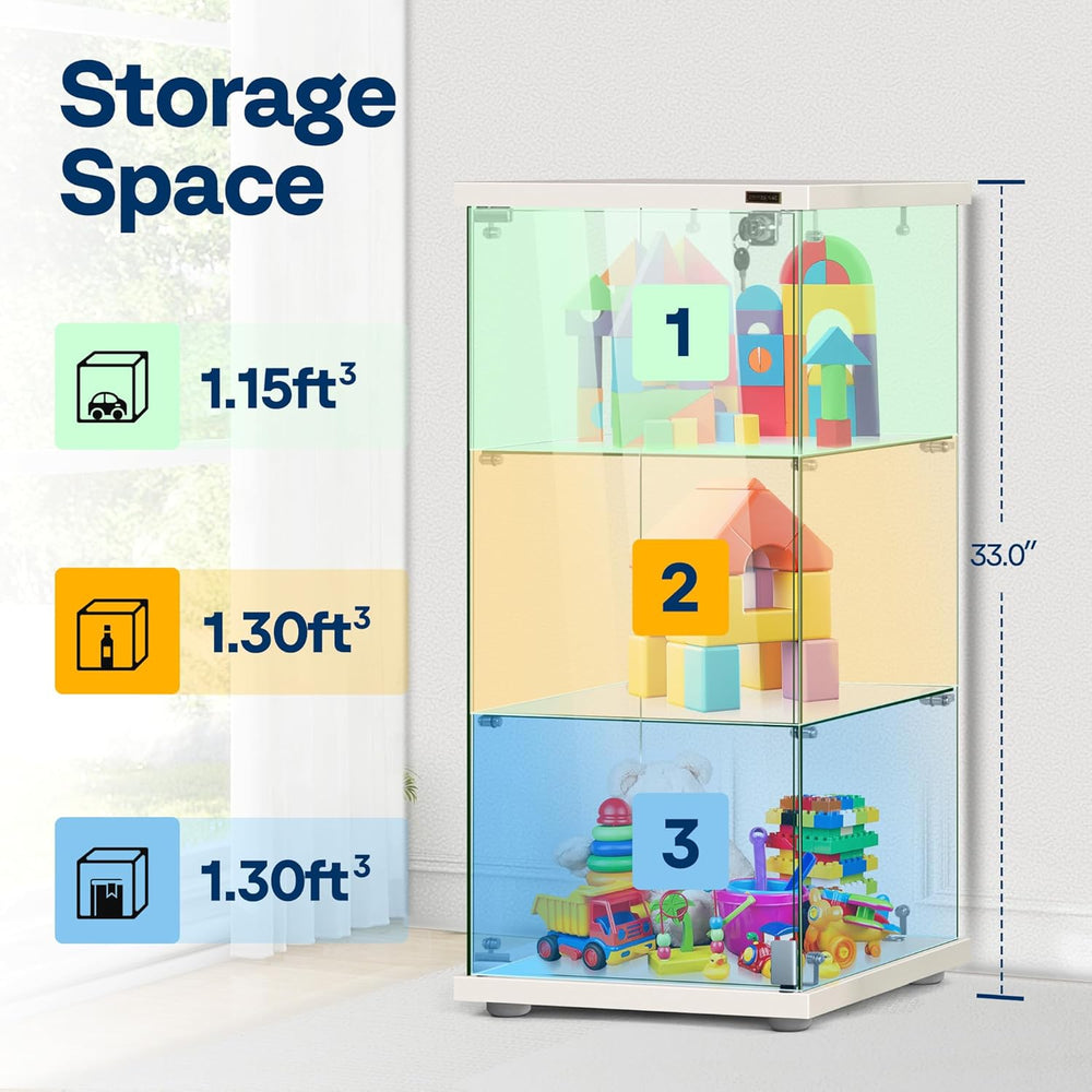 VIVOHOME 3 Layers 16''W x 16''D x 33''H Glass Display...