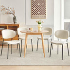 35'' Round Dining Table Set for 4 with Chairs, Mid Century Modern Round Kitchen Table and Chairs Set for Small Space, Compact Dining Table for Apartment Breakfast Nook - White