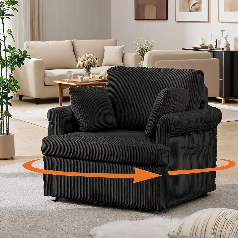 Garvee 39" Modern 360 °Swivel Accent Chair,Large Corduroy Accent Chairs ...