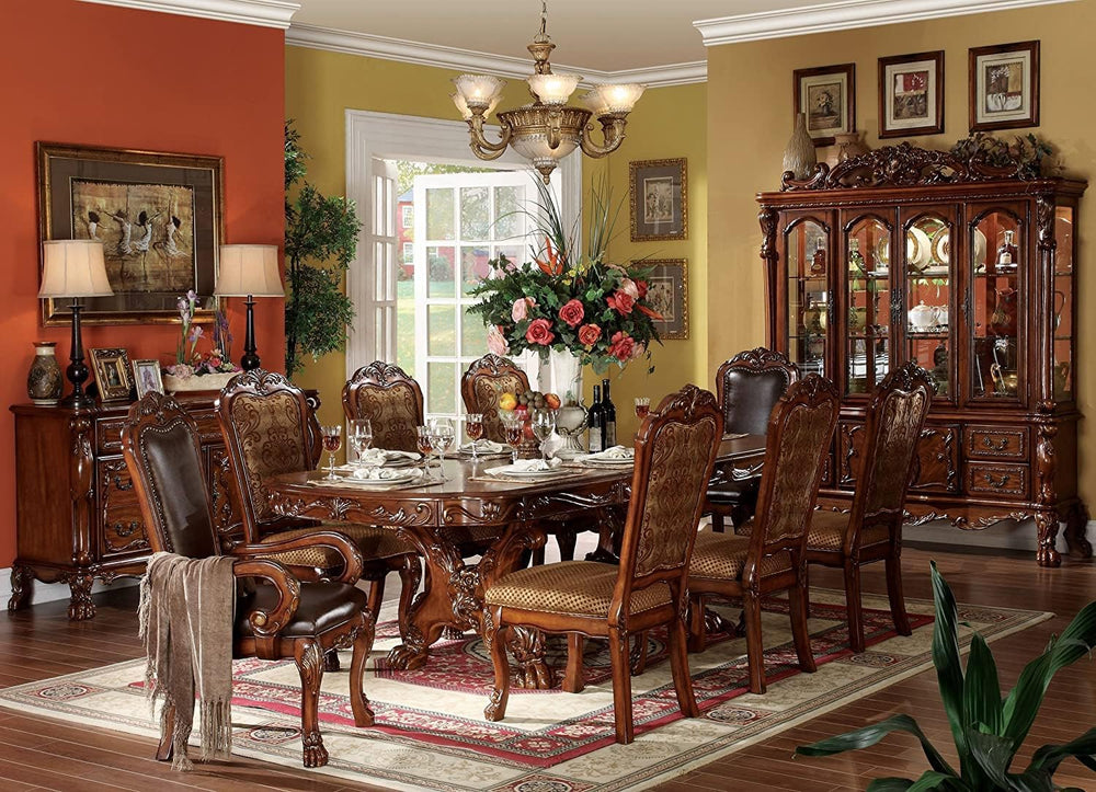 Traditional Kitchen Furniture Set 9pc Formal Dining Table Set Include 1 Exten...