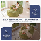MAXYOYO Modular Sectional Chaise Lounge Sofa, Round Upholstered Lounge Chair with Ottoman, Comfy Couch with Layered Cushion, Tufted Sleeper Chair for Living Room, No Assembly, Green