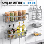 EUDELE 5-Pack Rustproof Stainless Steel Shower Caddy Set– No Drill Adhesive Bathroom Organizer, Space-Saving Shower Shelves for Apartment Essentials, Bathroom/Kitchen Storage Home Decor-L Size