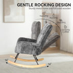Rocking Chair with Airbag, Comfy Modern Reading & Nursing Nursery Rocking Chair Indoor, Cozy Upholstered Glider Rocker Chairs for Living Room Bedroom Offices, (Chenille, Dark Grey)