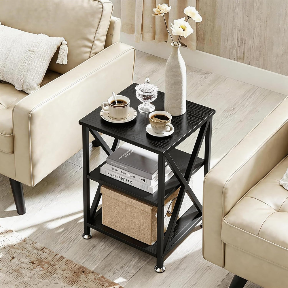 TooCust Square End Table with Storage Shelf, 16" D X 16" W X 24&quo...
