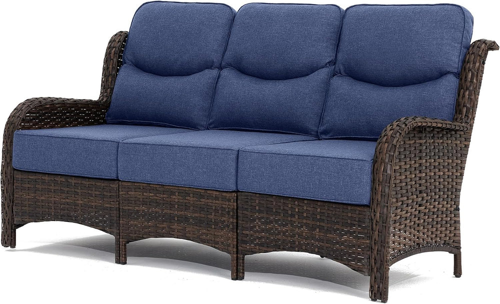 HILLGA Oversized 3-Seater Outdoor Couch with High Back and 6-Inch Cushions | ...