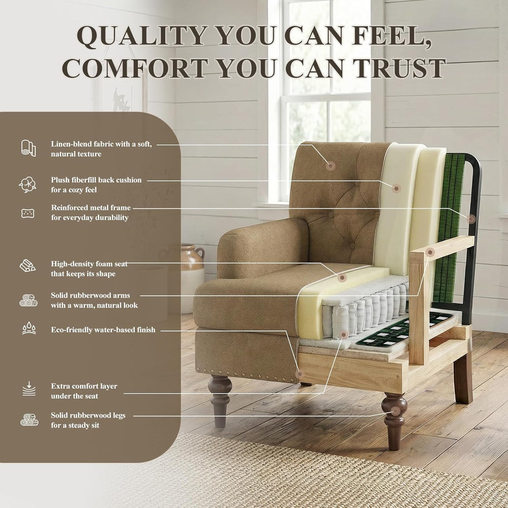 MALOL Upholstered Accent Chair Set of 2, Comfy Reading Chair for Living Room,...