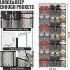 Windyun 2 Pcs 70 Large over The Door Shoe Organizer Hanging Shoe Rack for Closet Holder Gray Mesh Pockets Back to School Behind Door Hanger Storage Nonslip for Home Room School Dorm, Each 35 Pockets