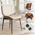 Dining Chairs Set of 6, Mid Century Modern Dining Room Chair, Upholstered Faux Leather Kitchen Chairs with Walnut Bentwood Back and Metal Legs for Kitchen Dining Room Living Room, Beige