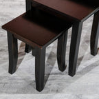DTY Indoor Living 3-Piece Nesting Tables - Wooden Table Set of 3 for Living Room - Stackable Tables with Sleek Espresso Finish for Stylish and Space-Saving Home Furniture